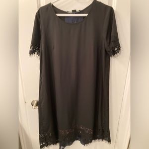 Mixed Media Dress, black with navy lace on back.